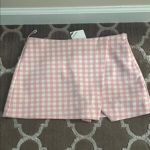 Zara Pink and White Gingham Skort Women’s M